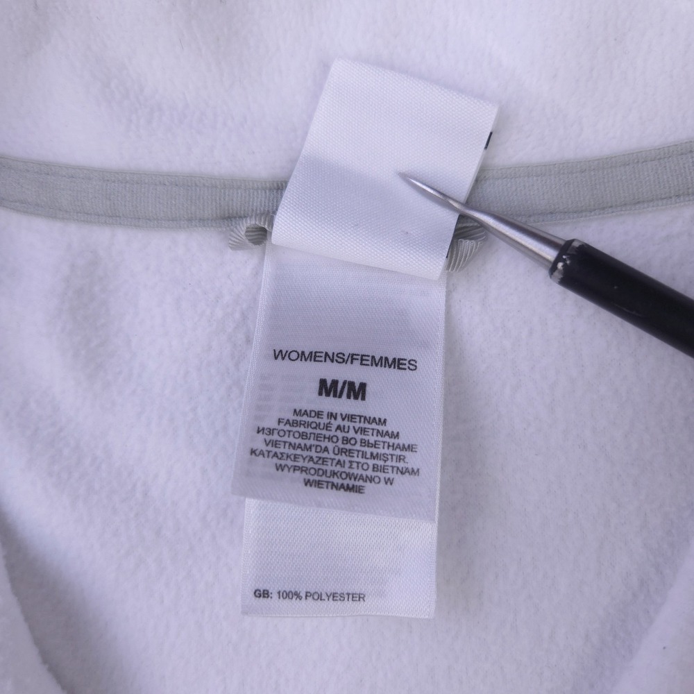 The North Face Sweater Womens Medium Fleece Pullover Quarter Zip White Gray Logo - Picture 5 of 9